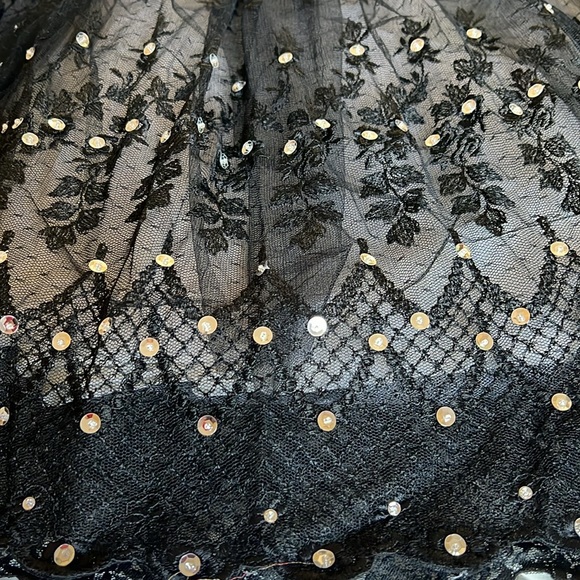 Vintage Custom Made Black Corset Sweetheart Ball gown Rhinestones Sequins Small - Picture 15 of 17